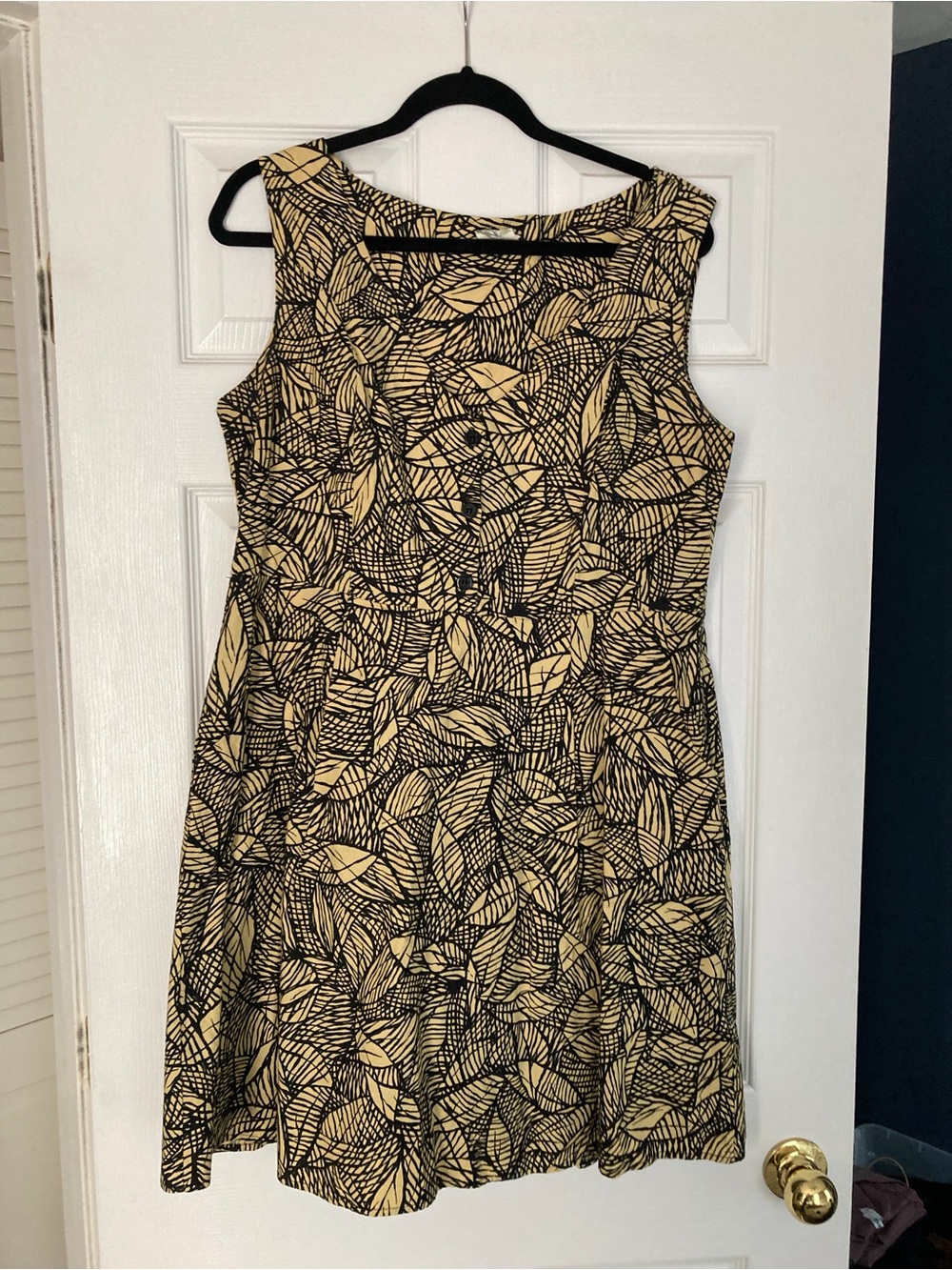 Sleeveless Anthropologie Leaf-Print A-Line Mini Dress